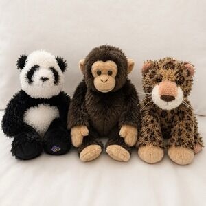 Ganz Webkinz Signature Chimpanzee Leopard Panda Plush Lot of 3 No Codes